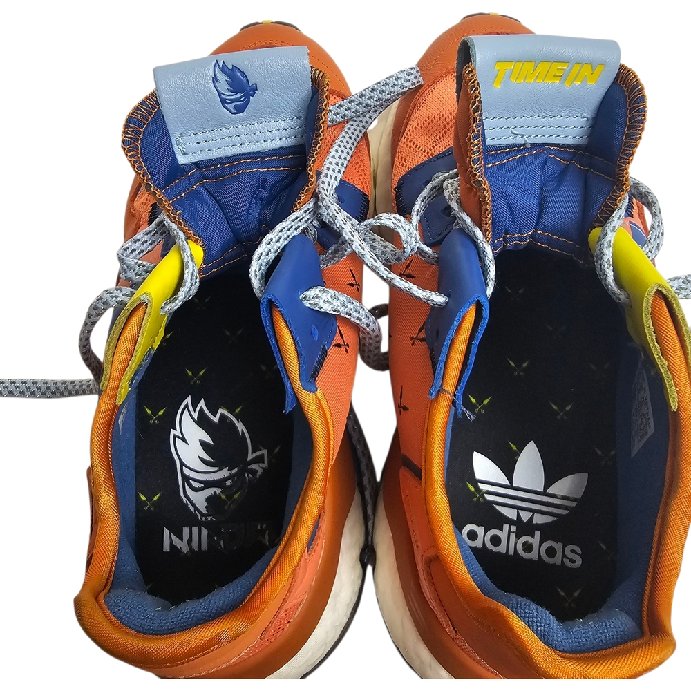 Adidas X Ninja Orange Blue Nite Jogger Time In Mesh Leather Sneakers Size 6.5 - Picture 9 of 12